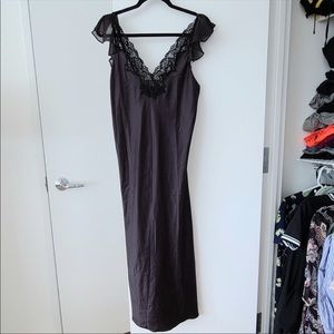 Ralph Lauren Satin Midi Nightgown Black Small